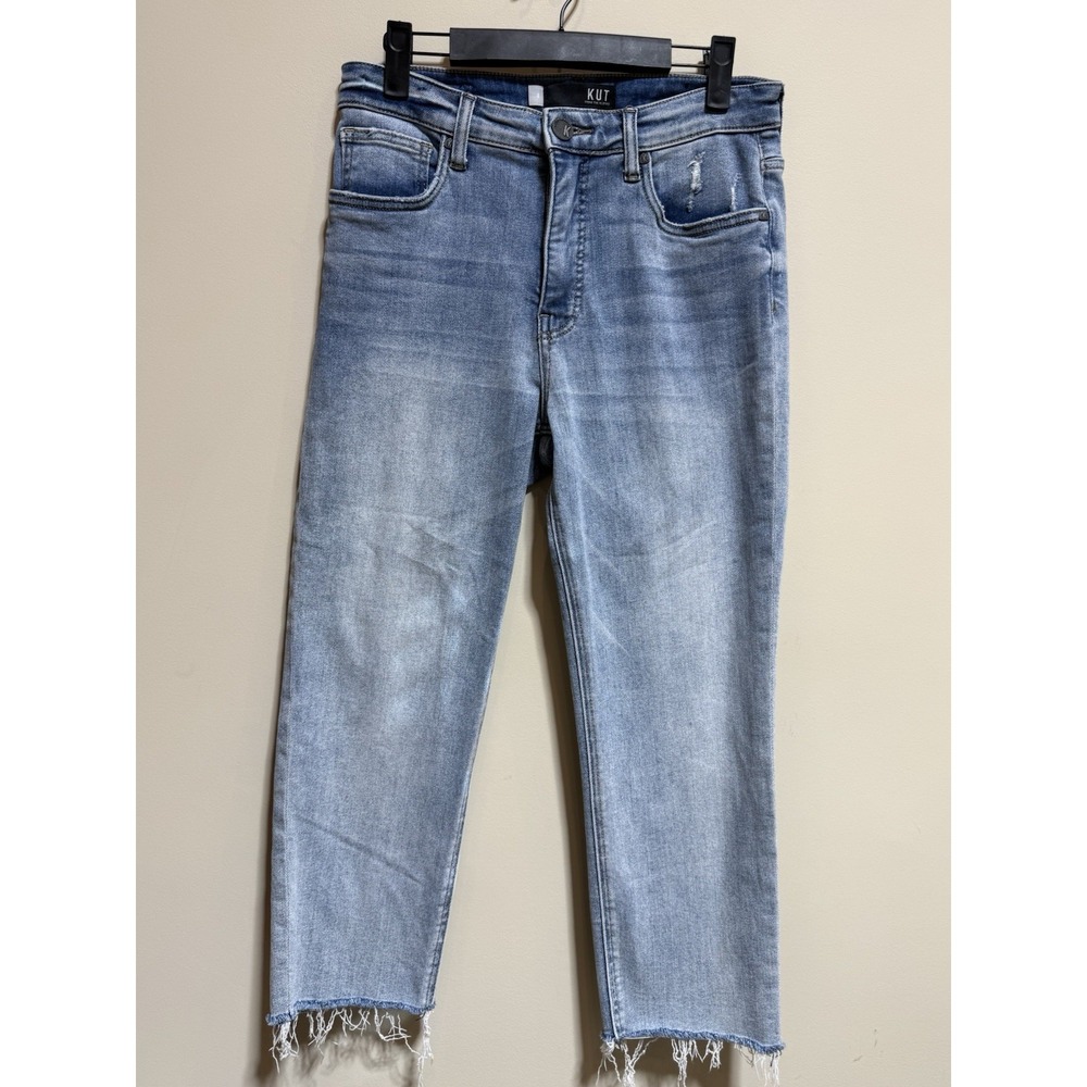 Kut From The Kloth Jeans Womens 5 Rachael High Rise Fab Ab Mom Distressed Blue